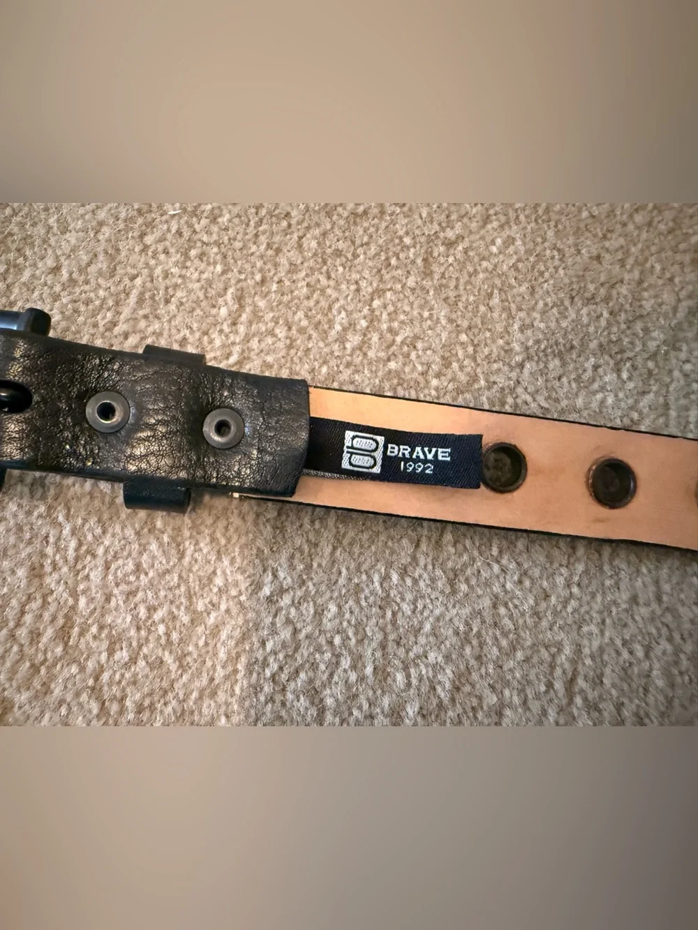 Black Double-Row Grommet Leather Belt for Women